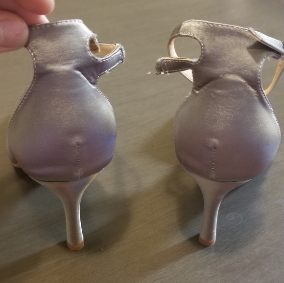 ElegantPark Women's Peep Toe High Heels Ankle Straps Buckles Satin Evening Party - Picture 5 of 8